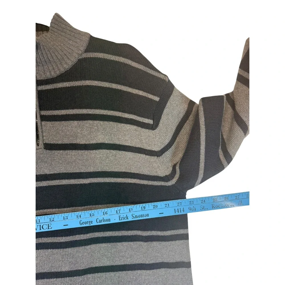 Nautica Quarter Zip Striped 100% Cotton Sweater Pullover Y2K 90s Retro‎ XL